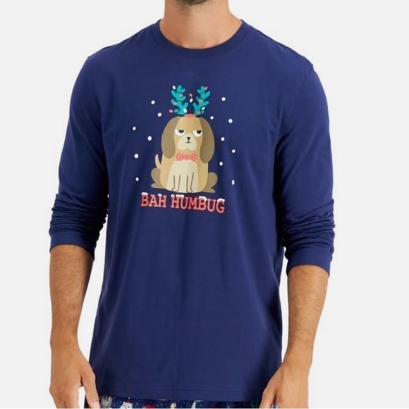 Men’s Bah Humbug Long Sleeve Graphic PJ Shirt - Picture 1 of 4